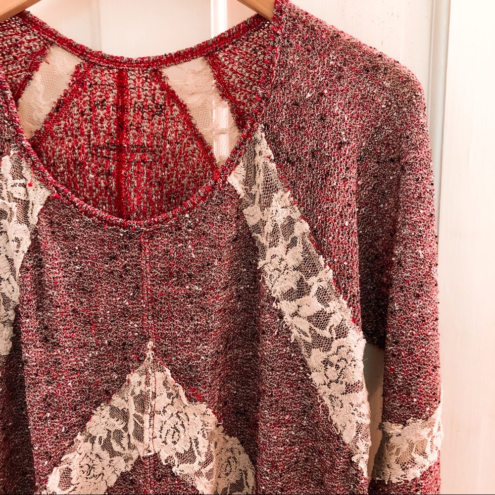 Free People Lace Knit Sweater/Long Sleeve Sz Small